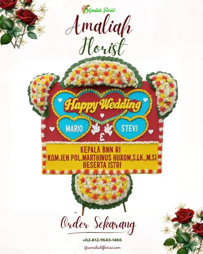 Karangan Papan Bunga Pernikahan di Nania